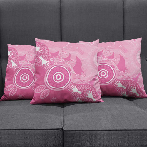 Australia Breast Cancer Awareness Pillow Cover Pink Ribbon Manta Ray Aboriginal Art - Aussie Hoodie