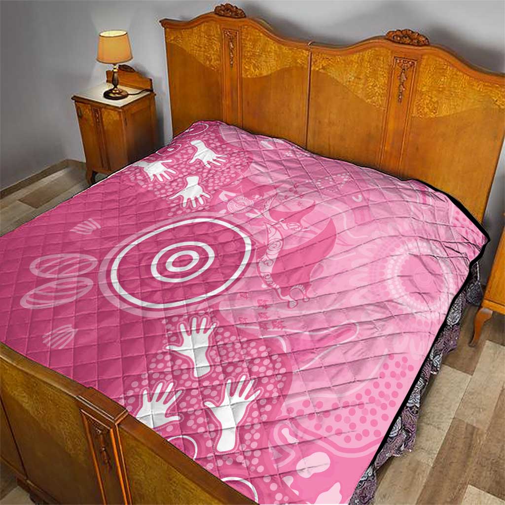 Australia Breast Cancer Awareness Quilt Pink Ribbon Manta Ray Aboriginal Art - Aussie Hoodie