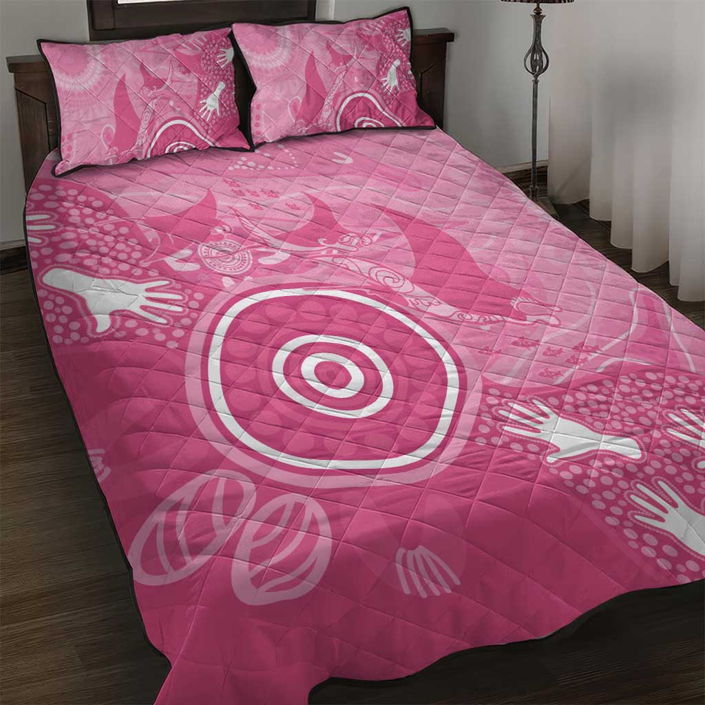 Australia Breast Cancer Awareness Quilt Bed Set Pink Ribbon Manta Ray Aboriginal Art - Aussie Hoodie