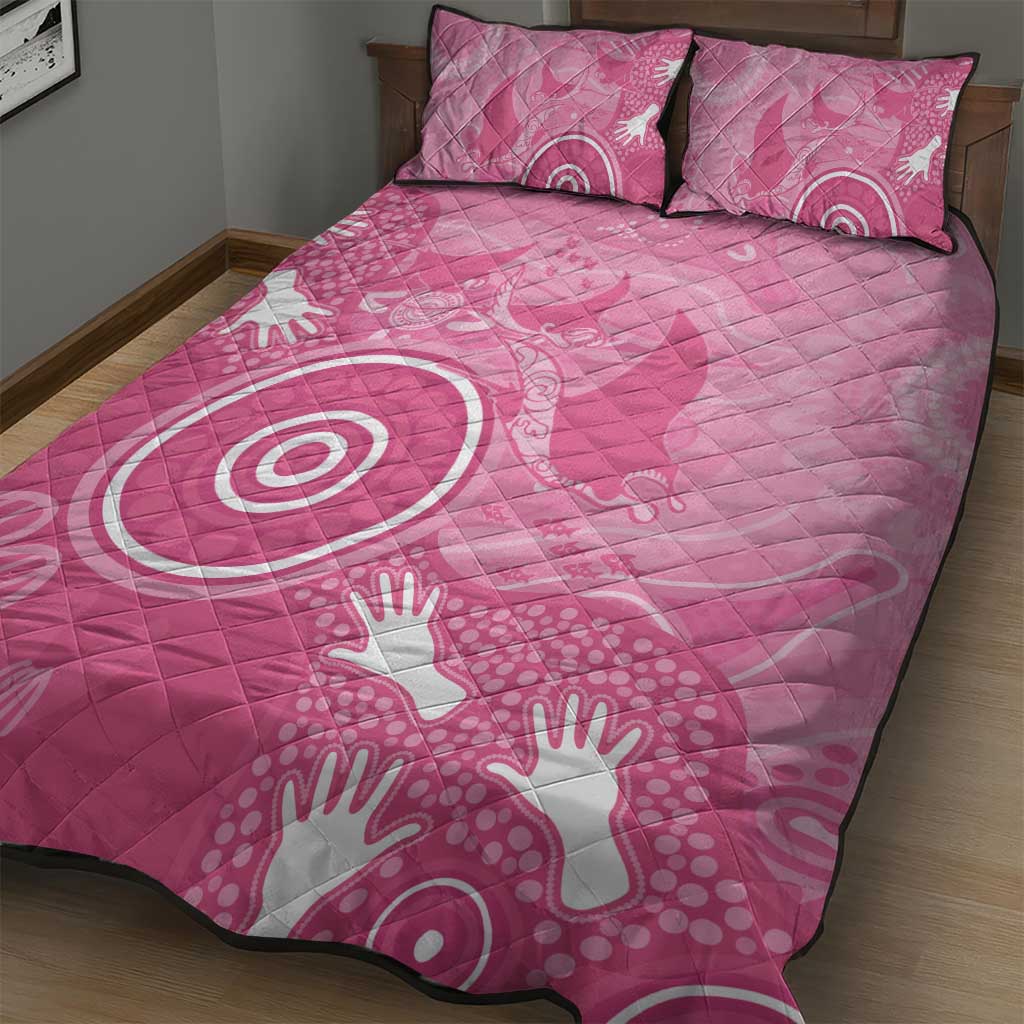 Australia Breast Cancer Awareness Quilt Bed Set Pink Ribbon Manta Ray Aboriginal Art - Aussie Hoodie