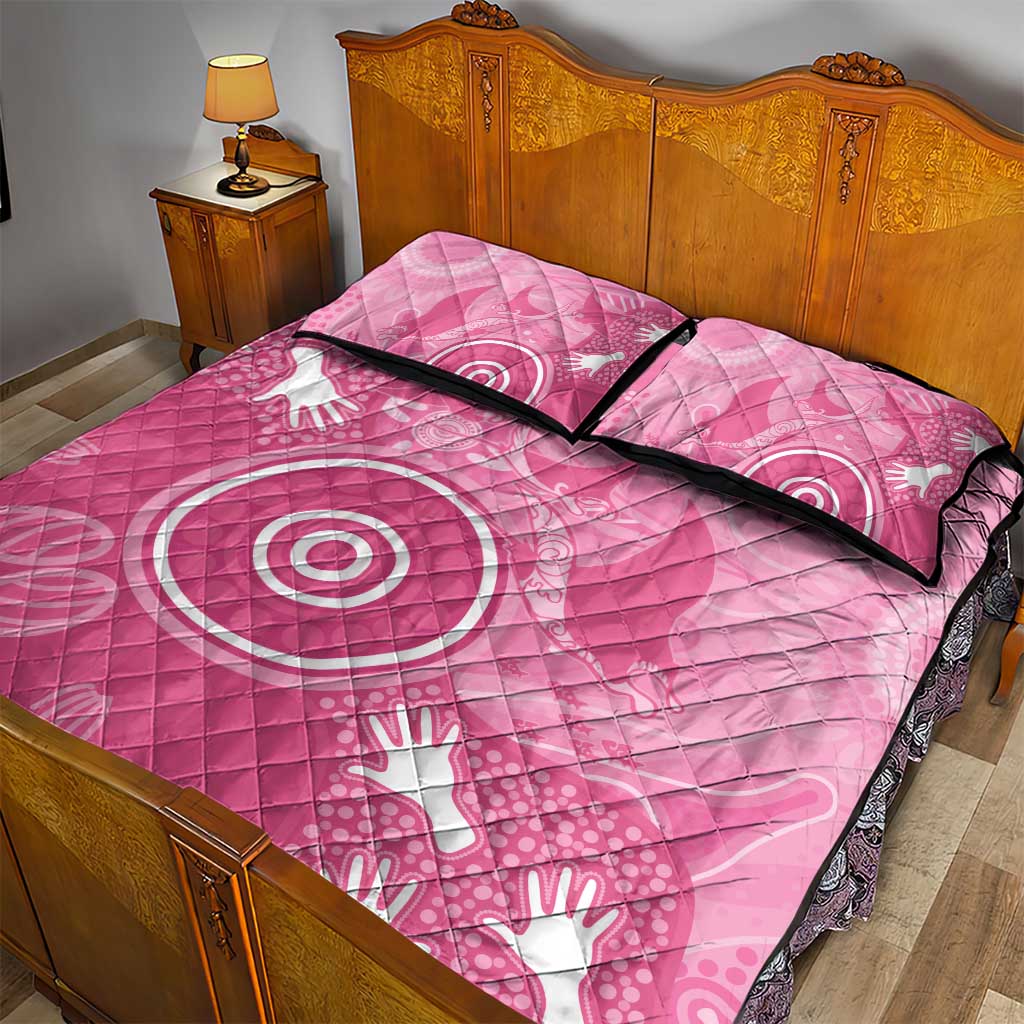 Australia Breast Cancer Awareness Quilt Bed Set Pink Ribbon Manta Ray Aboriginal Art - Aussie Hoodie