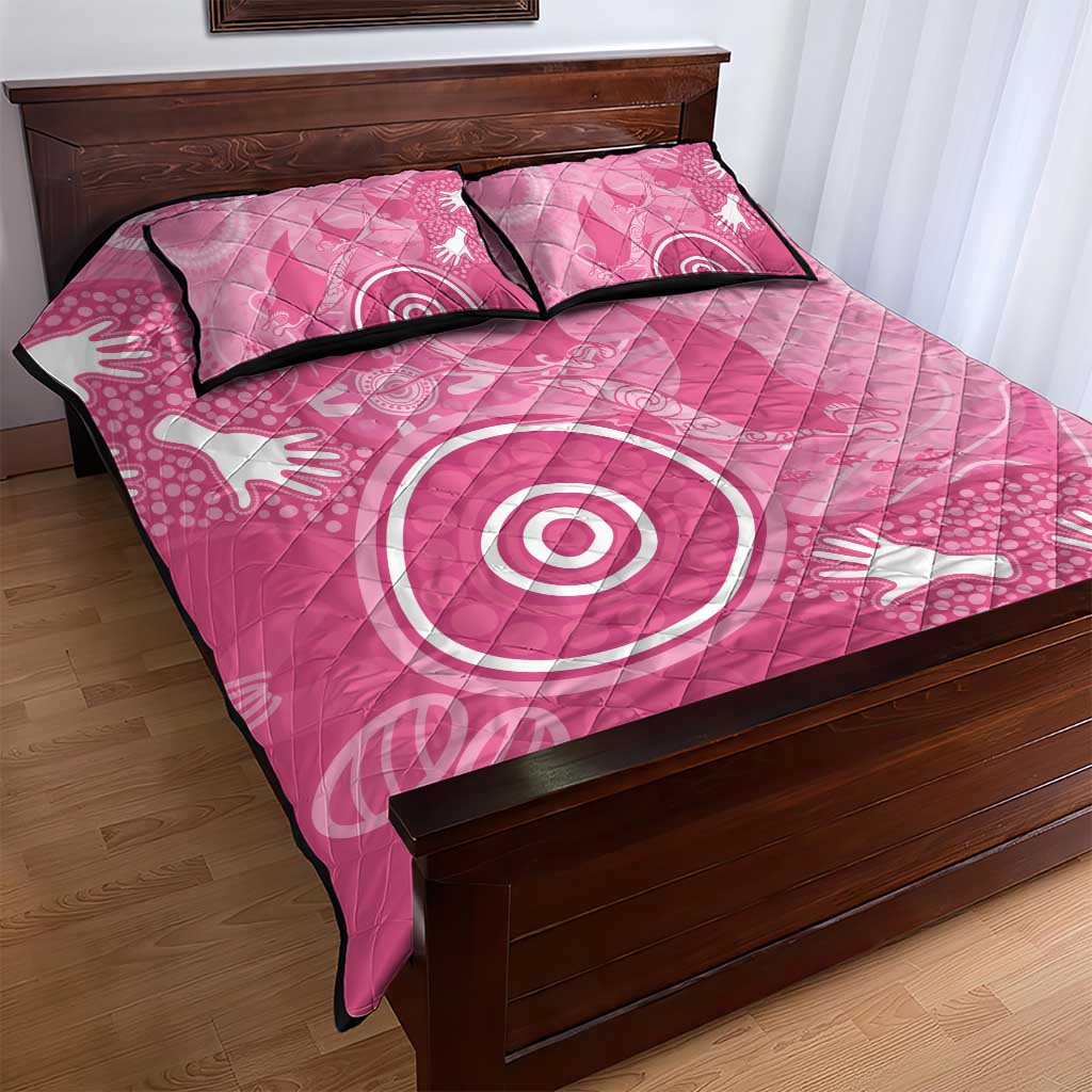 Australia Breast Cancer Awareness Quilt Bed Set Pink Ribbon Manta Ray Aboriginal Art - Aussie Hoodie