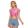 Australia Breast Cancer Awareness Raglan Cropped T Shirt Pink Ribbon Manta Ray Aboriginal Art - Aussie Hoodie