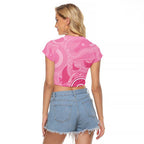 Australia Breast Cancer Awareness Raglan Cropped T Shirt Pink Ribbon Manta Ray Aboriginal Art - Aussie Hoodie