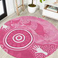 Australia Breast Cancer Awareness Round Carpet Pink Ribbon Manta Ray Aboriginal Art - Aussie Hoodie