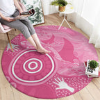 Australia Breast Cancer Awareness Round Carpet Pink Ribbon Manta Ray Aboriginal Art - Aussie Hoodie