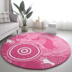 Australia Breast Cancer Awareness Round Carpet Pink Ribbon Manta Ray Aboriginal Art - Aussie Hoodie