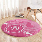 Australia Breast Cancer Awareness Round Carpet Pink Ribbon Manta Ray Aboriginal Art - Aussie Hoodie
