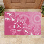 Australia Breast Cancer Awareness Rubber Doormat Pink Ribbon Manta Ray Aboriginal Art - Aussie Hoodie
