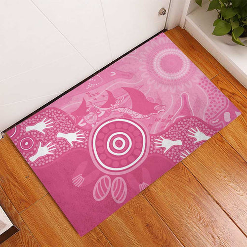 Australia Breast Cancer Awareness Rubber Doormat Pink Ribbon Manta Ray Aboriginal Art - Aussie Hoodie