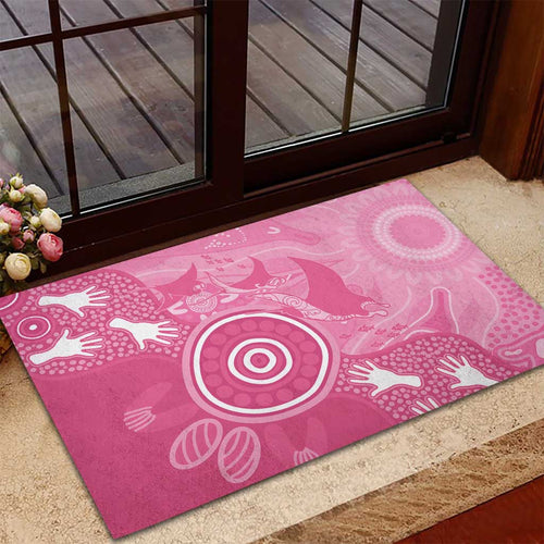 Australia Breast Cancer Awareness Rubber Doormat Pink Ribbon Manta Ray Aboriginal Art - Aussie Hoodie
