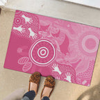 Australia Breast Cancer Awareness Rubber Doormat Pink Ribbon Manta Ray Aboriginal Art - Aussie Hoodie