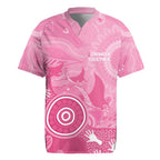 Australia Breast Cancer Awareness Rugby Jersey Pink Ribbon Manta Ray Aboriginal Art - Aussie Hoodie
