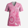 Australia Breast Cancer Awareness Scrub Top Pink Ribbon Manta Ray Aboriginal Art - Aussie Hoodie