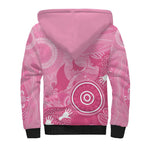 Australia Breast Cancer Awareness Sherpa Hoodie Pink Ribbon Manta Ray Aboriginal Art - Aussie Hoodie