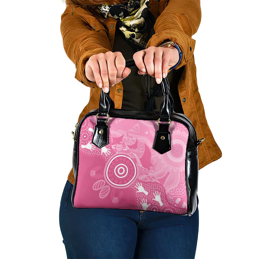 Australia Breast Cancer Awareness Shoulder Handbag Pink Ribbon Manta Ray Aboriginal Art - Aussie Hoodie