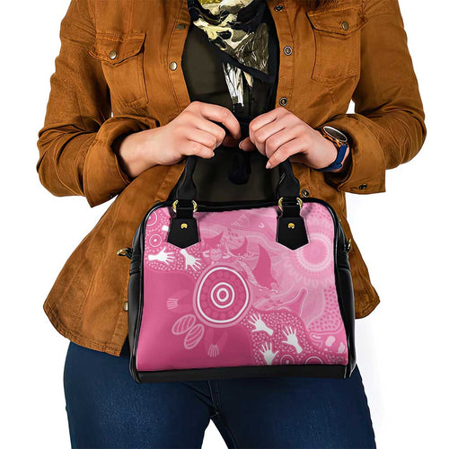 Australia Breast Cancer Awareness Shoulder Handbag Pink Ribbon Manta Ray Aboriginal Art - Aussie Hoodie