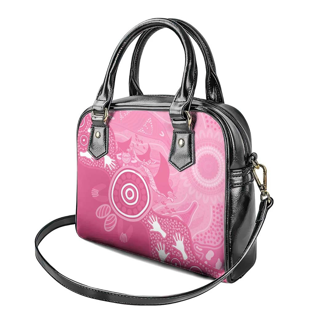 Australia Breast Cancer Awareness Shoulder Handbag Pink Ribbon Manta Ray Aboriginal Art - Aussie Hoodie