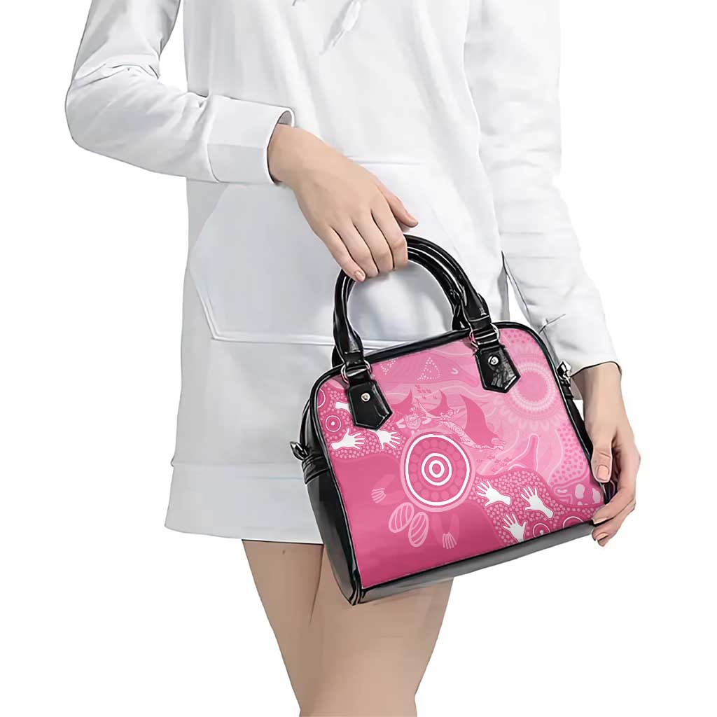 Australia Breast Cancer Awareness Shoulder Handbag Pink Ribbon Manta Ray Aboriginal Art - Aussie Hoodie