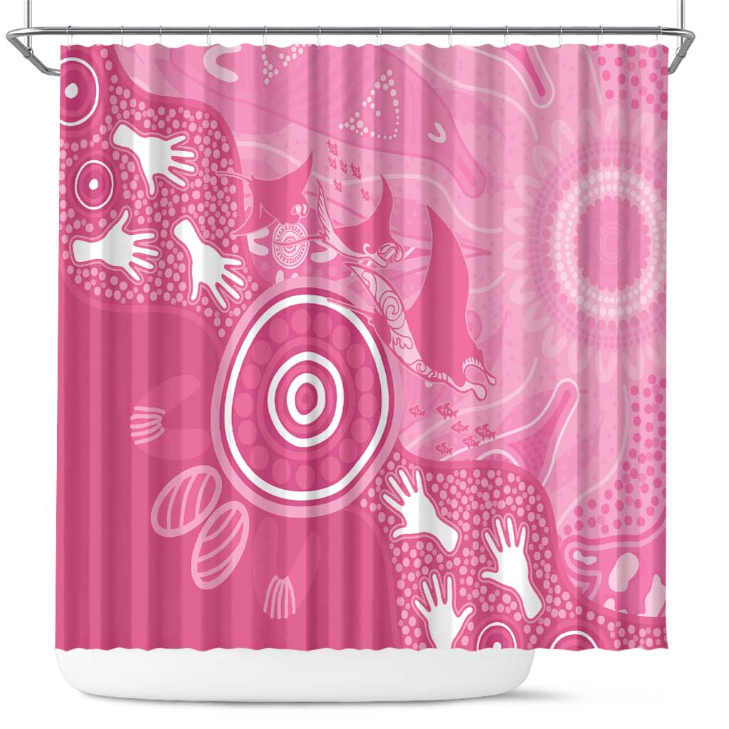 Australia Breast Cancer Awareness Shower Curtain Pink Ribbon Manta Ray Aboriginal Art - Aussie Hoodie