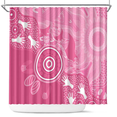 Australia Breast Cancer Awareness Shower Curtain Pink Ribbon Manta Ray Aboriginal Art - Aussie Hoodie