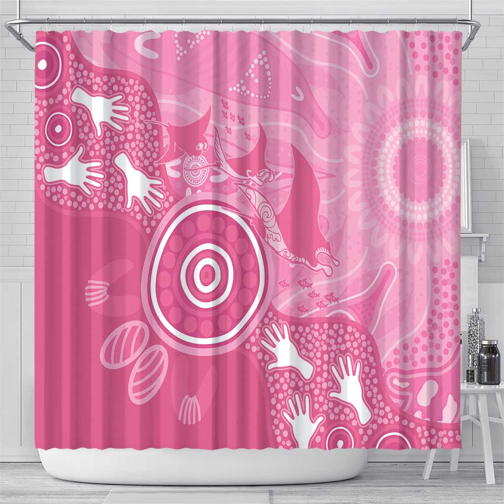 Australia Breast Cancer Awareness Shower Curtain Pink Ribbon Manta Ray Aboriginal Art - Aussie Hoodie