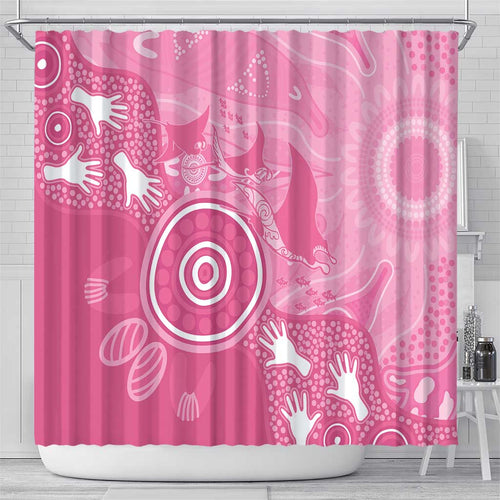 Australia Breast Cancer Awareness Shower Curtain Pink Ribbon Manta Ray Aboriginal Art - Aussie Hoodie