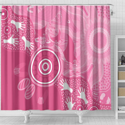 Australia Breast Cancer Awareness Shower Curtain Pink Ribbon Manta Ray Aboriginal Art - Aussie Hoodie