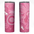 Australia Breast Cancer Awareness Skinny Tumbler Pink Ribbon Manta Ray Aboriginal Art - Aussie Hoodie