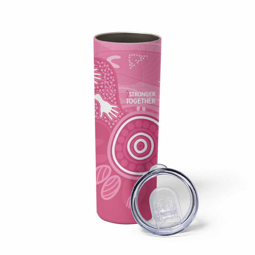 Australia Breast Cancer Awareness Skinny Tumbler Pink Ribbon Manta Ray Aboriginal Art - Aussie Hoodie
