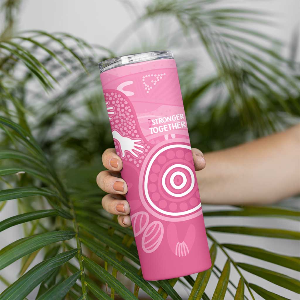 Australia Breast Cancer Awareness Skinny Tumbler Pink Ribbon Manta Ray Aboriginal Art - Aussie Hoodie