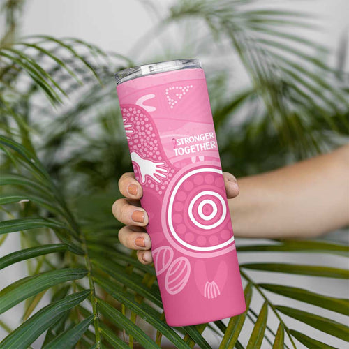 Australia Breast Cancer Awareness Skinny Tumbler Pink Ribbon Manta Ray Aboriginal Art - Aussie Hoodie