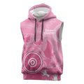 Australia Breast Cancer Awareness Sleeveless Hoodie Pink Ribbon Manta Ray Aboriginal Art - Aussie Hoodie