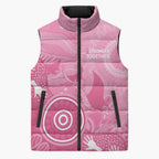 Australia Breast Cancer Awareness Sleeveless Puffer Jacket Pink Ribbon Manta Ray Aboriginal Art - Aussie Hoodie