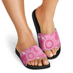 Australia Breast Cancer Awareness Slide Sandals Pink Ribbon Manta Ray Aboriginal Art - Aussie Hoodie