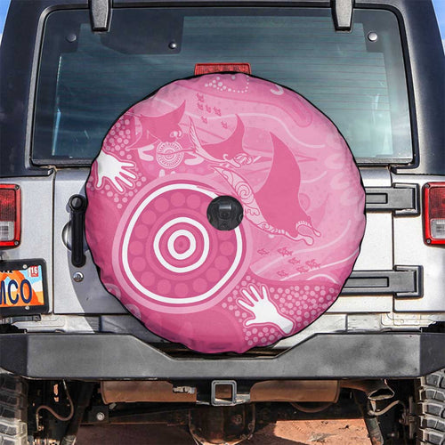 Australia Breast Cancer Awareness Spare Tire Cover Pink Ribbon Manta Ray Aboriginal Art - Aussie Hoodie