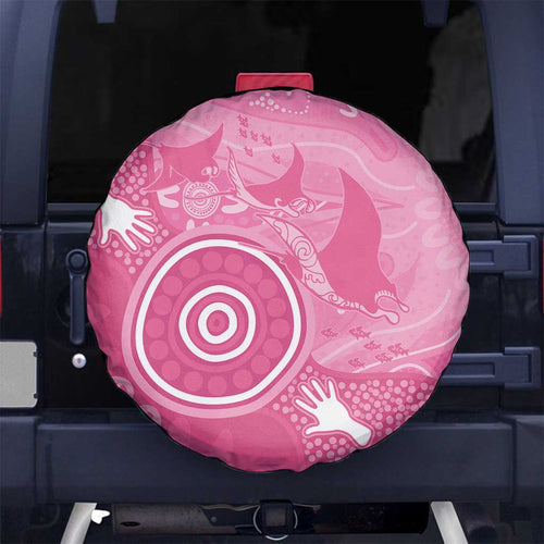 Australia Breast Cancer Awareness Spare Tire Cover Pink Ribbon Manta Ray Aboriginal Art - Aussie Hoodie