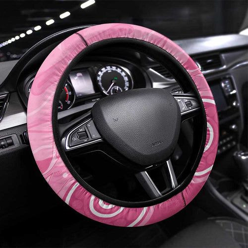 Australia Breast Cancer Awareness Steering Wheel Cover Pink Ribbon Manta Ray Aboriginal Art - Aussie Hoodie