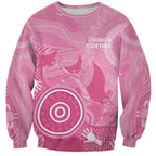 Australia Breast Cancer Awareness Sweatshirt Pink Ribbon Manta Ray Aboriginal Art - Aussie Hoodie