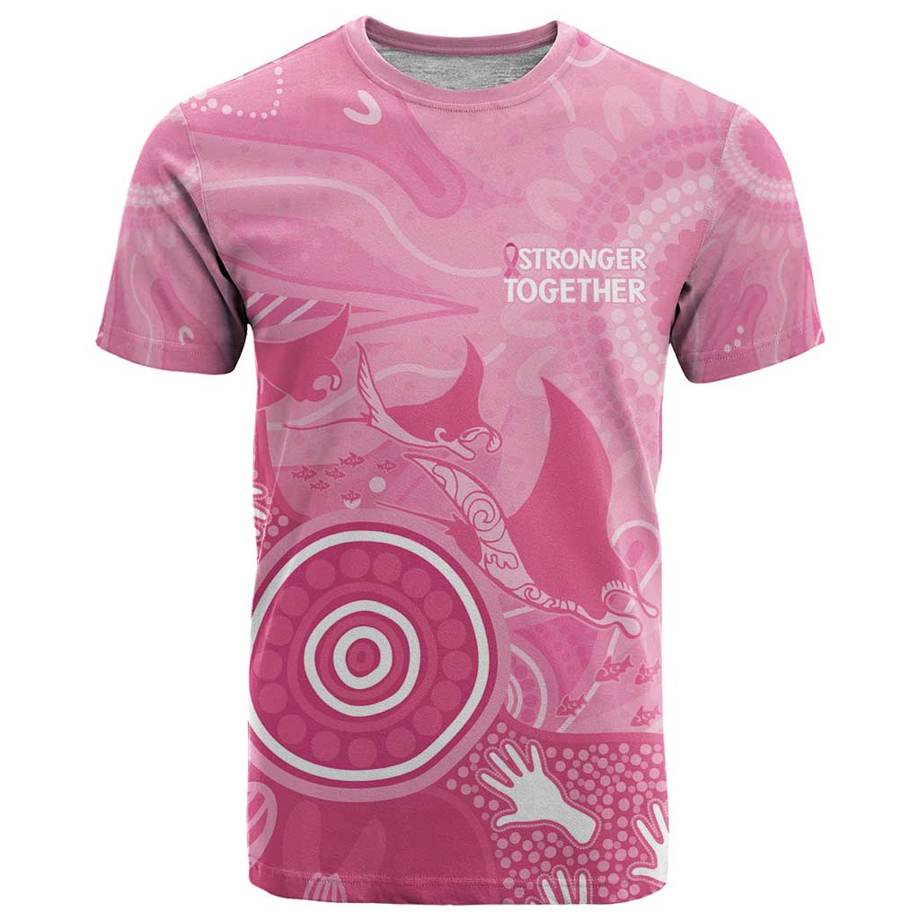 Australia Breast Cancer Awareness T Shirt Pink Ribbon Manta Ray Aboriginal Art - Aussie Hoodie