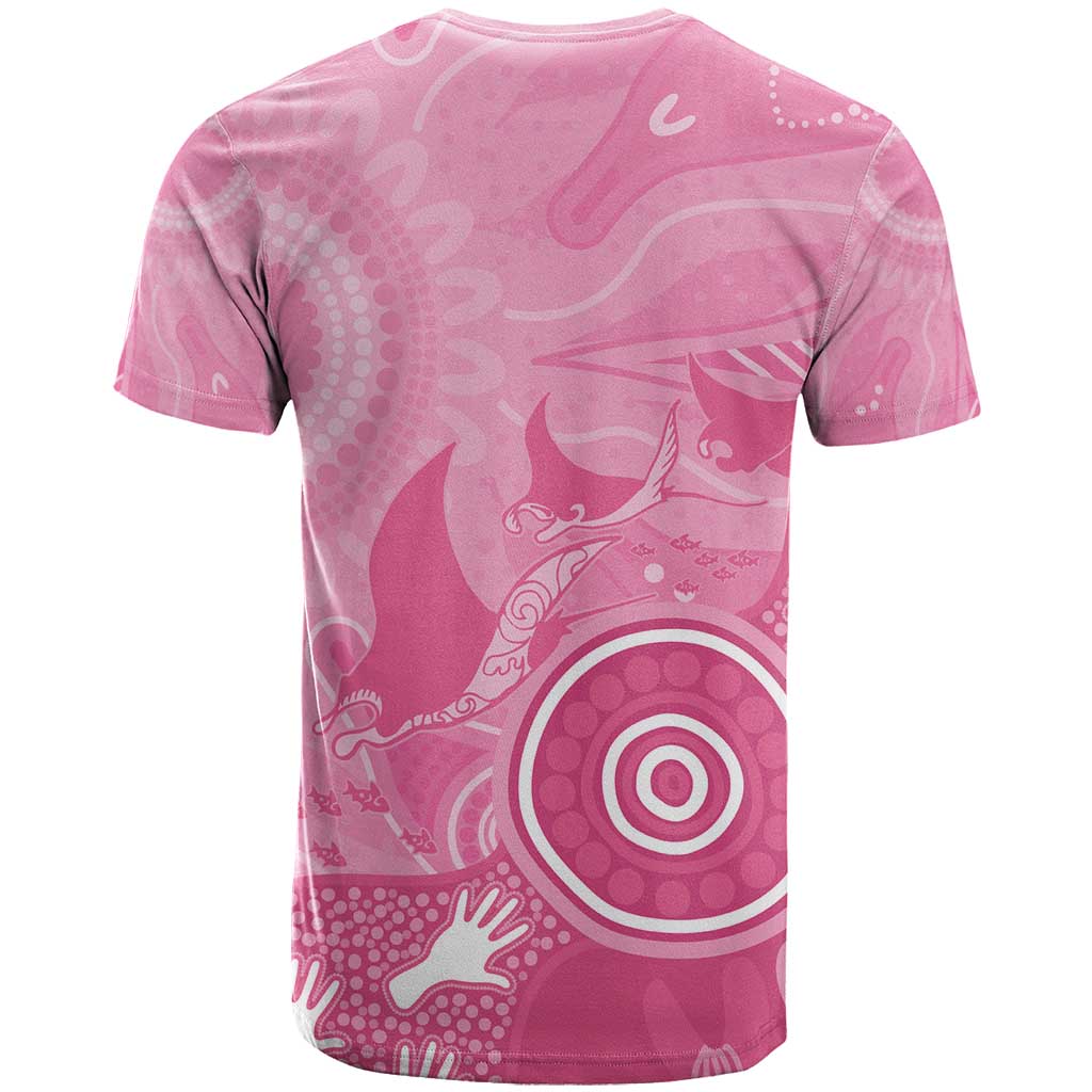 Australia Breast Cancer Awareness T Shirt Pink Ribbon Manta Ray Aboriginal Art - Aussie Hoodie