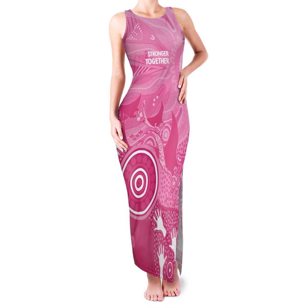 Australia Breast Cancer Awareness Tank Maxi Dress Pink Ribbon Manta Ray Aboriginal Art - Aussie Hoodie