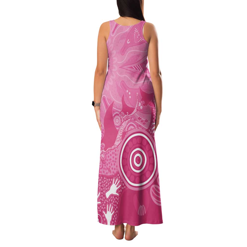 Australia Breast Cancer Awareness Tank Maxi Dress Pink Ribbon Manta Ray Aboriginal Art - Aussie Hoodie