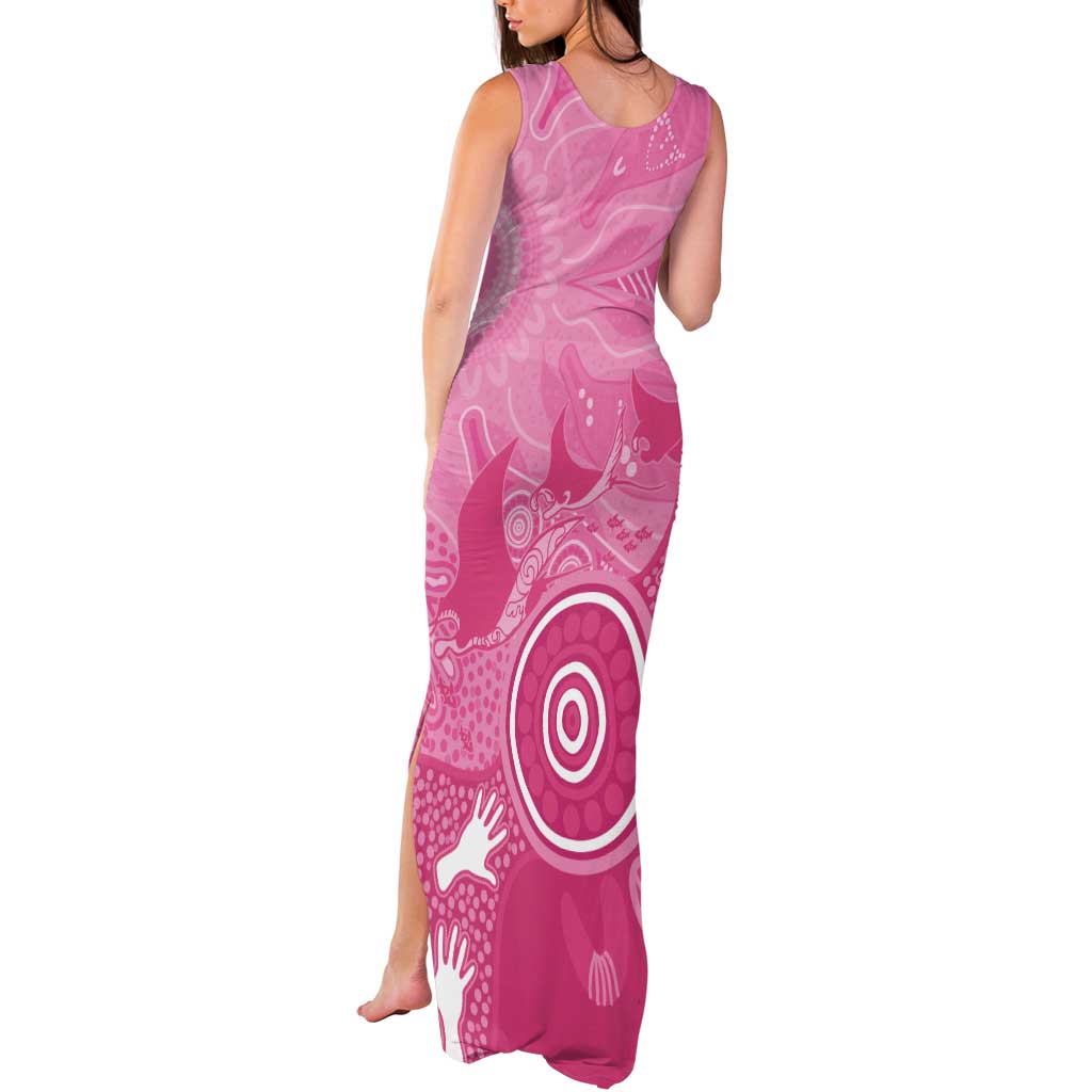 Australia Breast Cancer Awareness Tank Maxi Dress Pink Ribbon Manta Ray Aboriginal Art - Aussie Hoodie