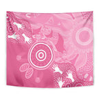 Australia Breast Cancer Awareness Tapestry Pink Ribbon Manta Ray Aboriginal Art - Aussie Hoodie