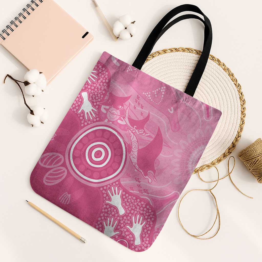 Australia Breast Cancer Awareness Tote Bag Pink Ribbon Manta Ray Aboriginal Art - Aussie Hoodie