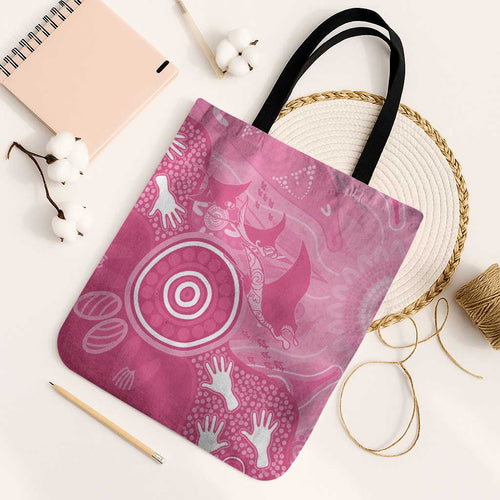 Australia Breast Cancer Awareness Tote Bag Pink Ribbon Manta Ray Aboriginal Art - Aussie Hoodie