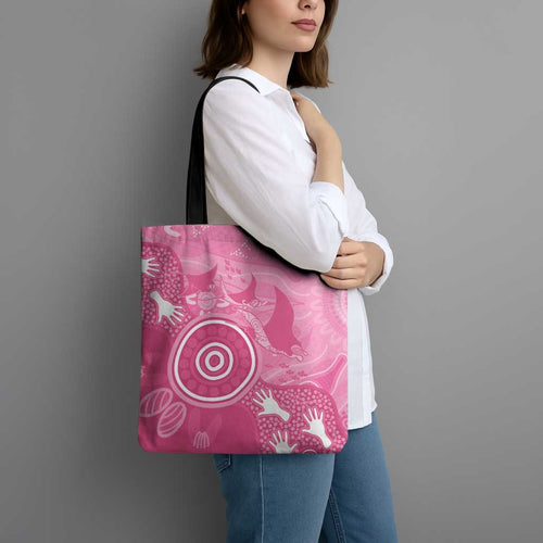 Australia Breast Cancer Awareness Tote Bag Pink Ribbon Manta Ray Aboriginal Art - Aussie Hoodie