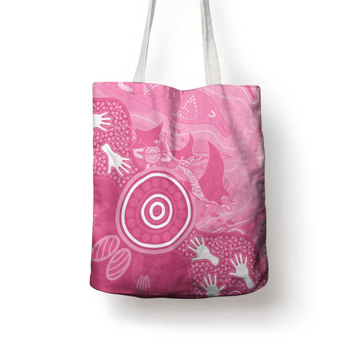 Australia Breast Cancer Awareness Tote Bag Pink Ribbon Manta Ray Aboriginal Art - Aussie Hoodie