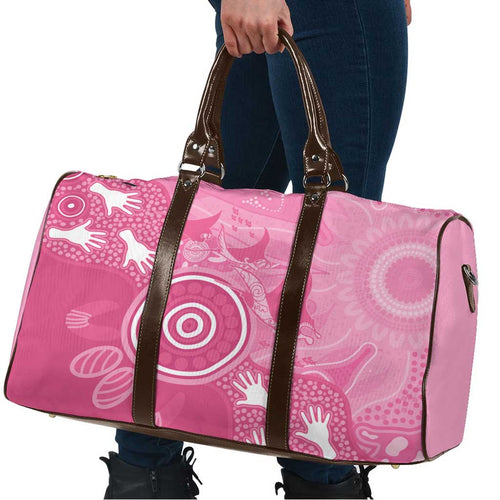 Australia Breast Cancer Awareness Travel Bag Pink Ribbon Manta Ray Aboriginal Art - Aussie Hoodie